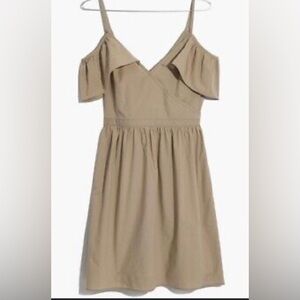 Madewell khaki cold-shoulder dress